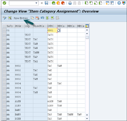 click on new entries